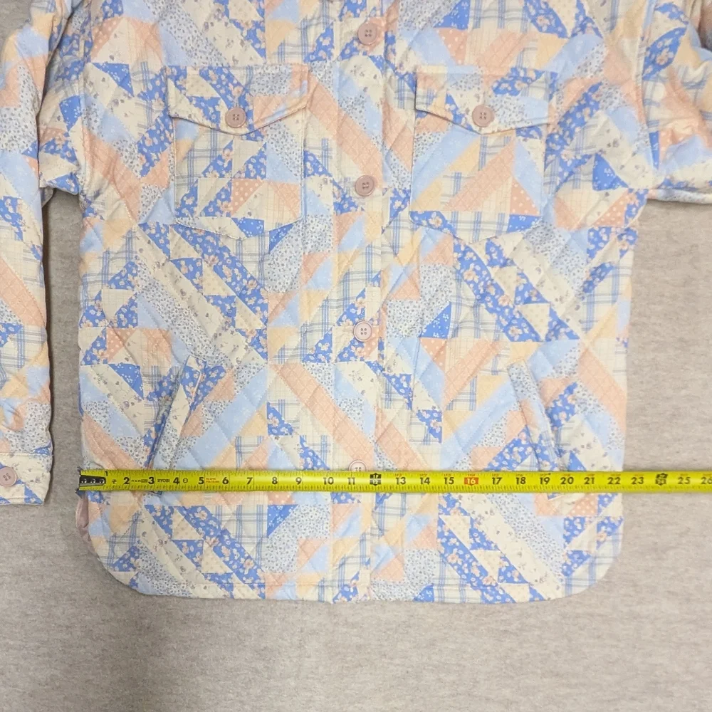 Forever 21 Pastel Quilted Puffer Jacket Oversized Spring Floral Barn Quilt Sz S - Picture 5 of 9